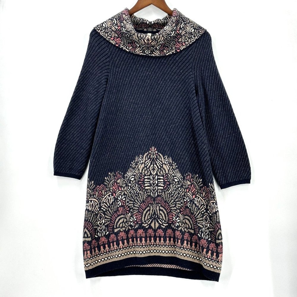 Moth By Anthropologie Sweater Dress Imperial Garden Fair Isle Cowl Neck